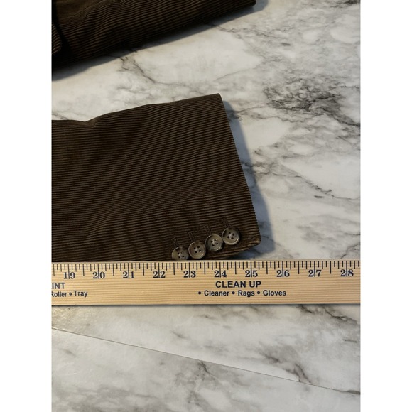 Banana Republic Mens‎ Sz Lg Vtg Y2K Chocolate Brown 3 Button Corduroy Blazer - Picture 16 of 16